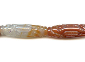 Natural Carnelian 15x55 Carved Long Barrel