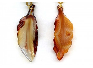 Natural Carnelian 60x20 Leaf Pendant