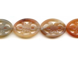 Natural Carnelian 22-24x Carved Flat Oval