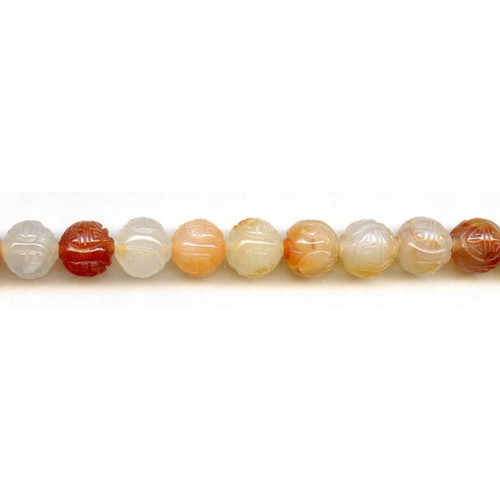 265-1798 Natural Carnelian <br>12mm Carved Round