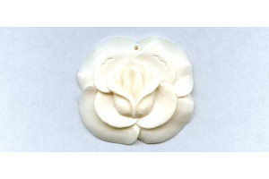 Bone 40x45mm Carved White Flower Pendant