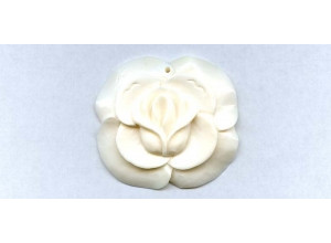 Bone 40x45mm Carved White Flower Pendant