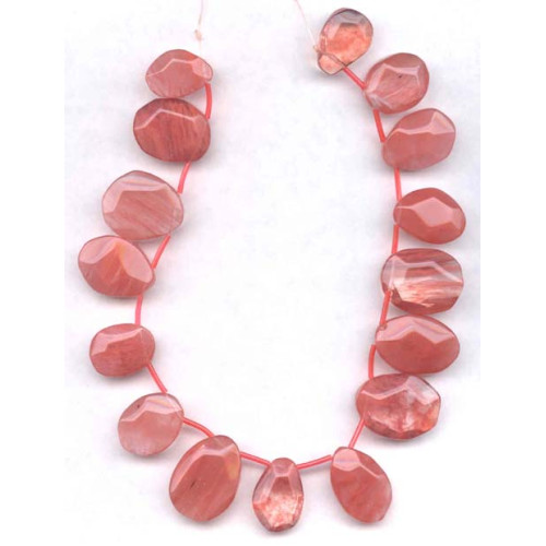 276-1075 Cherry Quartz <br>20x-25x Faceted Pebble Drop