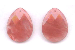 Cherry Quartz 35x45 Faceted Flat Pear Pendant