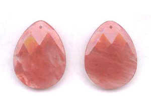 Cherry Quartz 35x45 Faceted Flat Pear Pendant