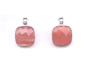 Cherry Quartz 22x22 Square Bezel Pendant