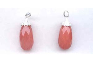 Cherry Quartz 16x32 Capped Briolette Pendant