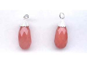 Cherry Quartz 16x32 Capped Briolette Pendant