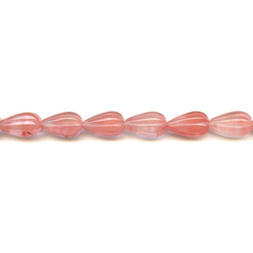 276-1129 Cherry Quartz <br>10x17 Corrugated Teardrop