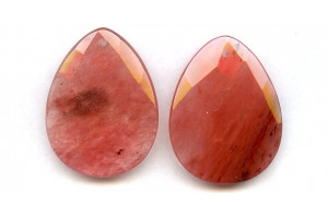 Cherry Quartz 35x45 Faceted Flat Pear Pendant