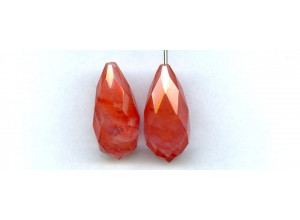 Cherry Quartz 16x32 Teardrop Briolette Pendant