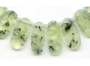 Green Tourmalinated Quartz 22-36mm Fancy Drop