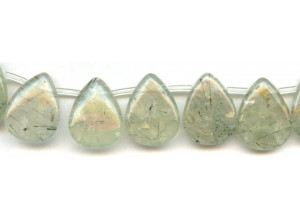 Green Tourmalinated Quartz 18x24 Flat Pear Drop