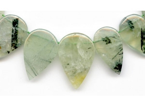 Green Tourmalinated Quartz 23-38mm Fancy Drop