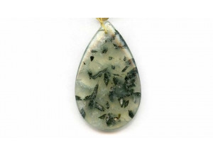 Green Tourmalinated Quartz 50x30 Pendant