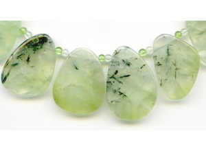 Green Tourmalinated Quartz 20-36mm Fancy Drop