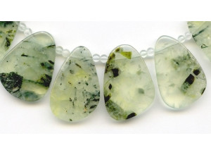 Green Tourmalinated Quartz 25-36mm Fancy Drop