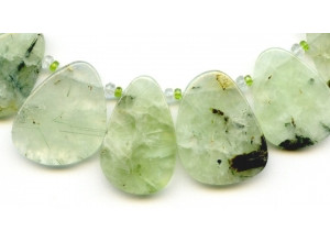 Green Tourmalinated Quartz 26-36mm Fancy Drop