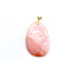 Pink Opal 42x30 Carved Pendant