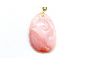 Pink Opal 42x30 Carved Pendant