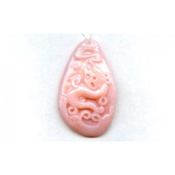 Pink Opal 54x34 Carved Pendant