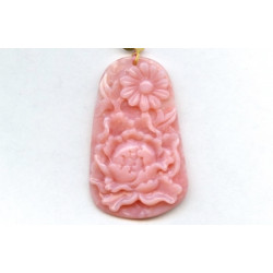Pink Opal 60x36 Carved Pendant