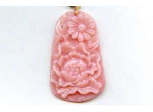 Pink Opal 60x36 Carved Pendant