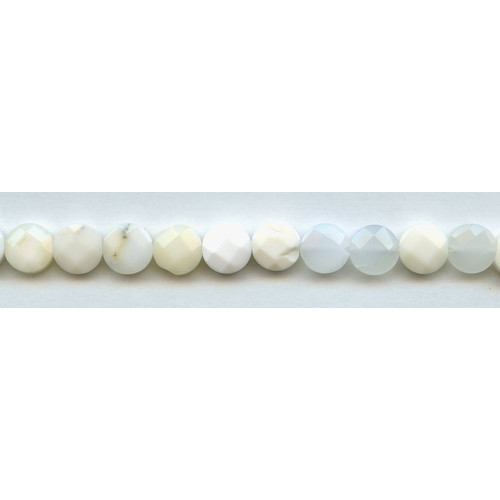 291-1014 White Opal <br>10mm Faceted Coin