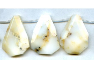 White Opal 40x Faceted Flat Drop