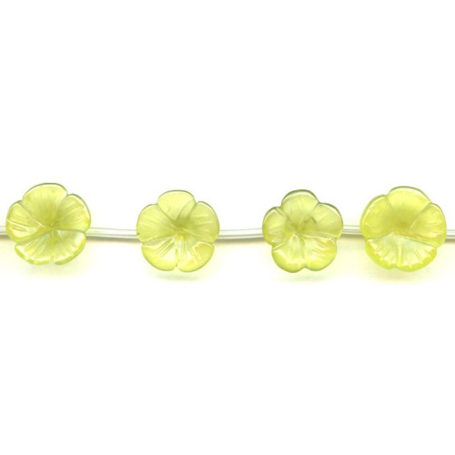 295-1111 Olive Quartz <br>18mm Carved Flower