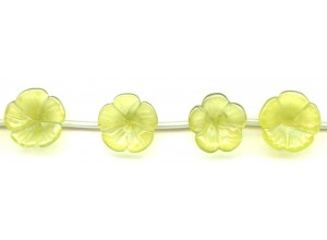 Olive Quartz 18mm Carved Flower