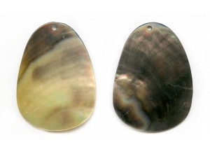 Black Mother of Pearl 52x38 Shell Pendant