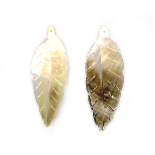 298-1133 Black Mother of Pearl <br>55-70mm Leaf Pendant