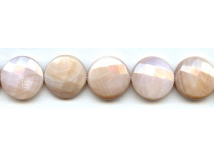 Pink Mother of Pearl 20mm Faceted Coin