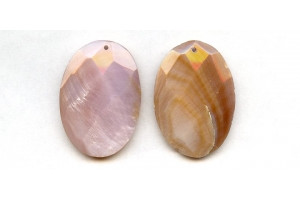 Pink Mother of Pearl 28x40 Faceted Flat Oval Pendant