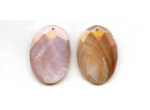 Pink Mother of Pearl 28x40 Faceted Flat Oval Pendant