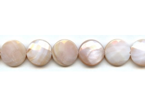 Pink Mother of Pearl 18mm Faceted Coin