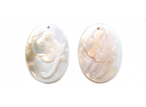 Pink Mother of Pearl 40x30 Carved Pendant