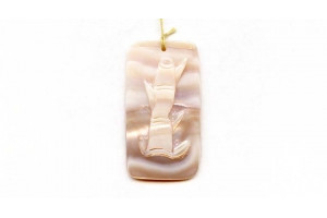 Pink Mother of Pearl 42x23 Carved Pendant