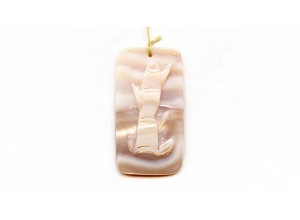 Pink Mother of Pearl 42x23 Carved Pendant