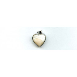Pink Mother of Pearl 18x18 Heart Silver Pendant