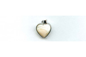 Pink Mother of Pearl 18x18 Heart Silver Pendant