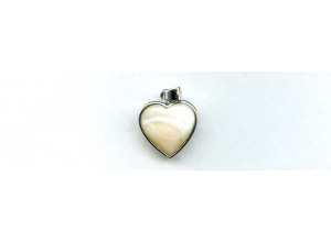 Pink Mother of Pearl 18x18 Heart Silver Pendant