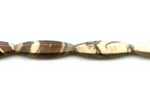 Brown Zebra Jasper 10x40 6-sided Oval Rice