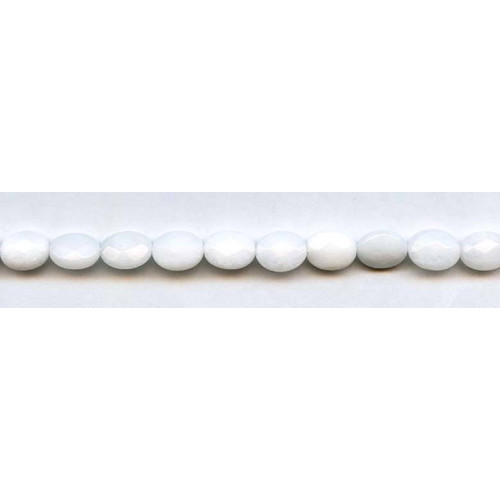 303-1015 White Jade <br>8x10 Faceted Flat Oval