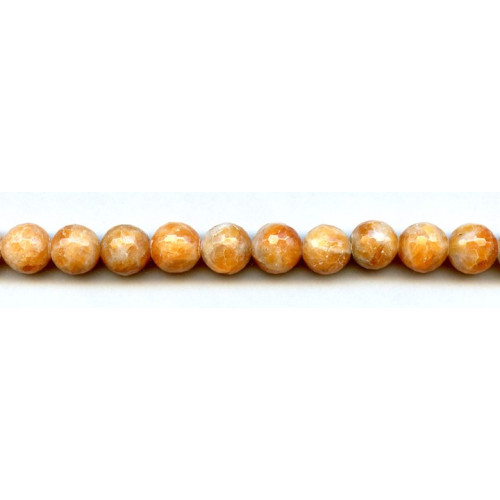 129-1122 Orange Calcite <br>10mm Faceted Round