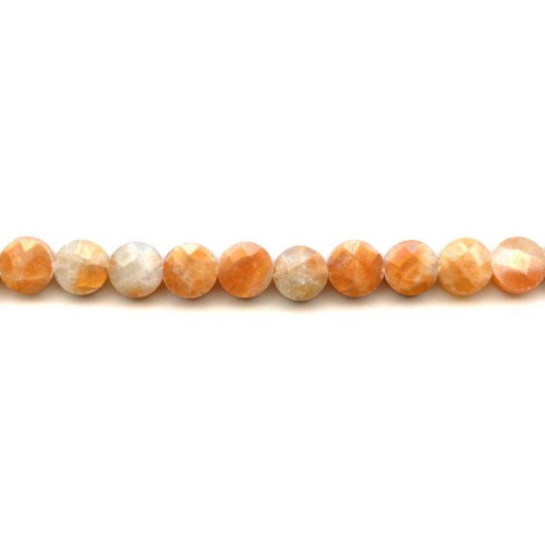 307-1002 Orange Calcite <br>10mm Faceted Coin