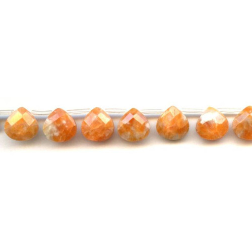 307-1007 Orange Calcite <br>13mm Flat Pear Briolette