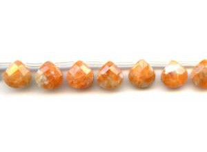 Orange Calcite 13mm Flat Pear Briolette