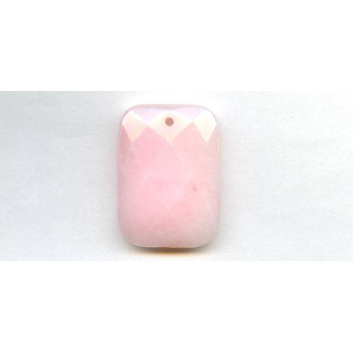 308-1137 Pink Jade <br>30x40 Faceted Rectangle Pendant